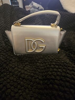 White Top-Handle Women's Bag with Gold DG Accent